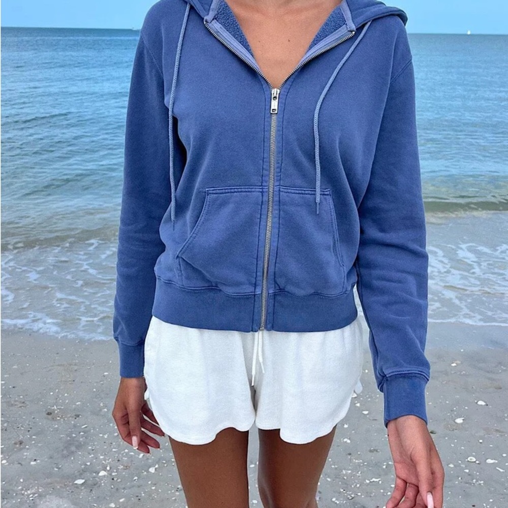 Brandy Melville Blue Zip-Up Hoodie